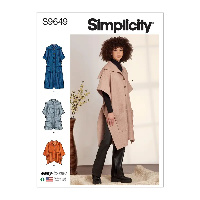Simplicity Sewing Pattern 9649 Misses' Ponchos 2
