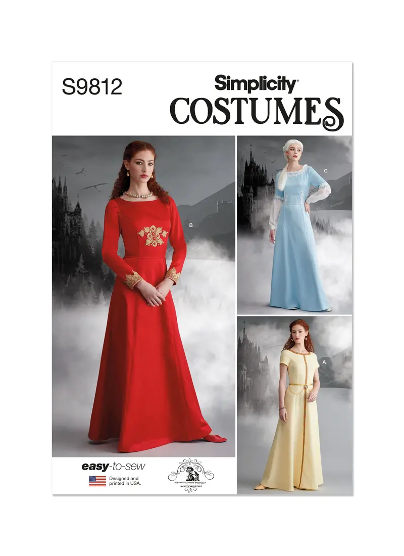 Simplicity Sewing Pattern 9812 Medieval Style Dresses 2