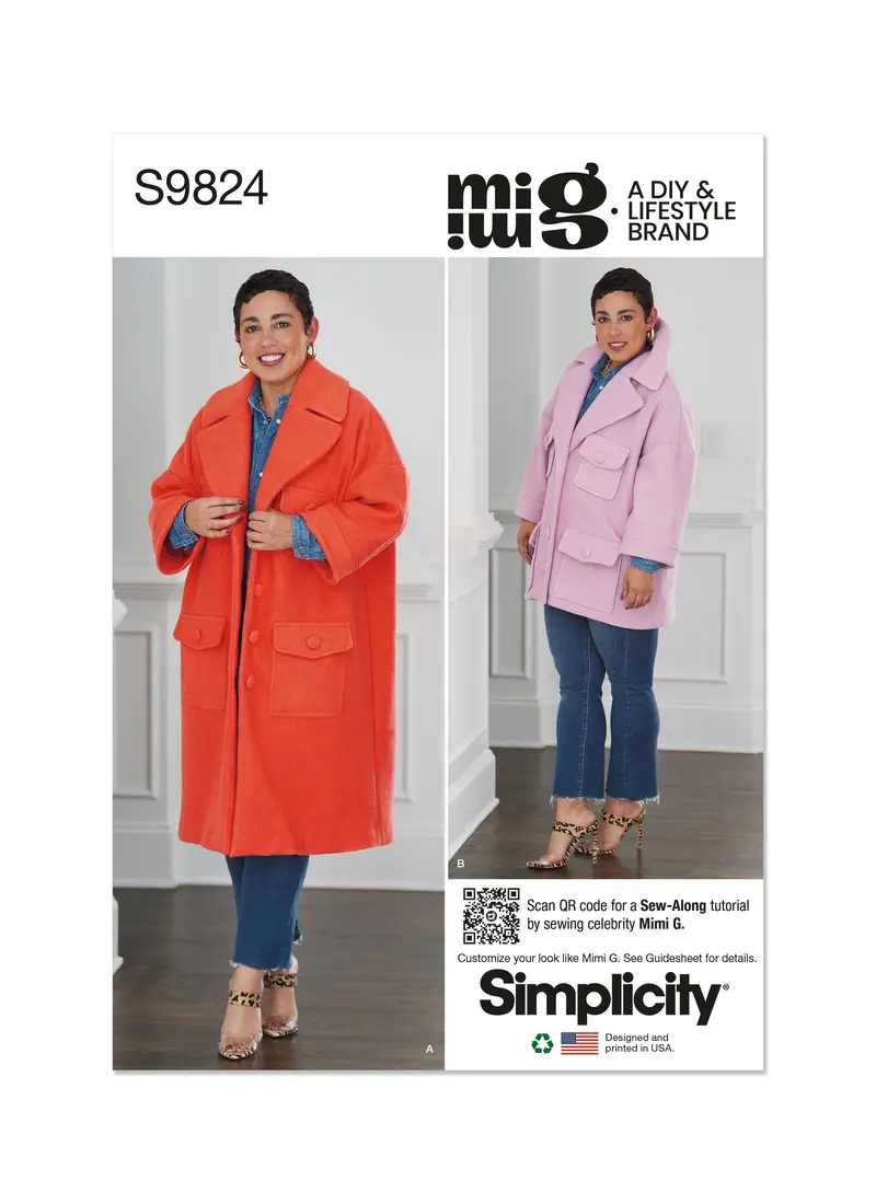 Simplicity Sewing Pattern 9824 Misses' Coat In Two Lengths By Mimi G Style 2