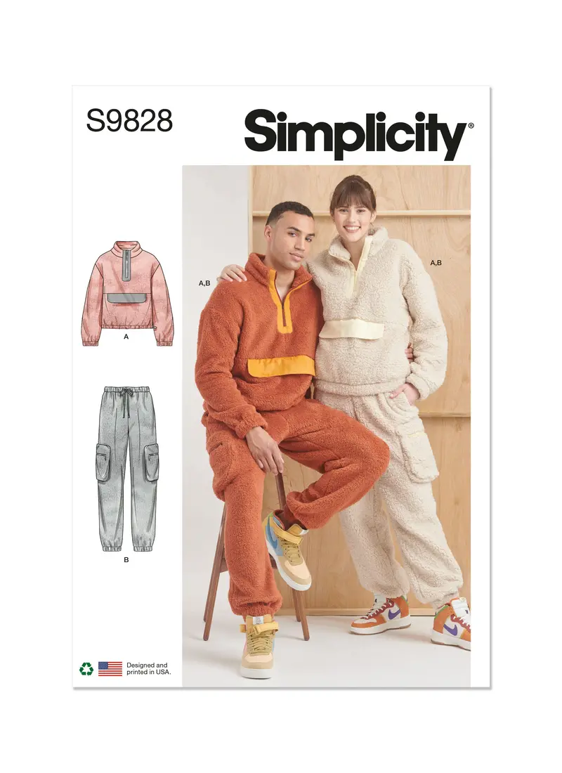 Simplicity Sewing Pattern 9828 Unisex Sweatshirt And Pants 2