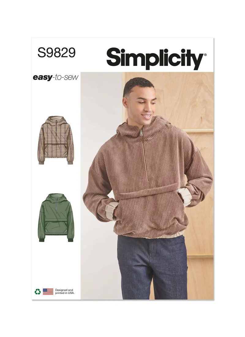 Simplicity Sewing Pattern 9829 Men's Half Zip Hoodie 2