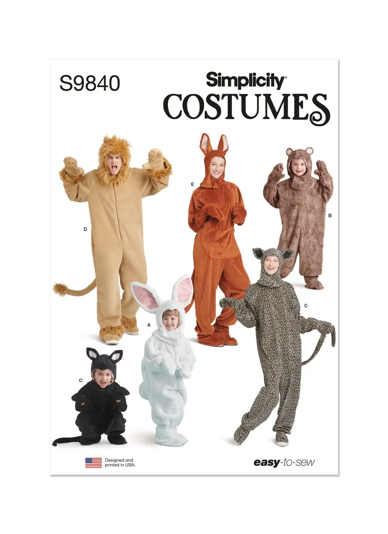 Simplicity Sewing Pattern 9840 Children's And Adult's Animal Costumes 2