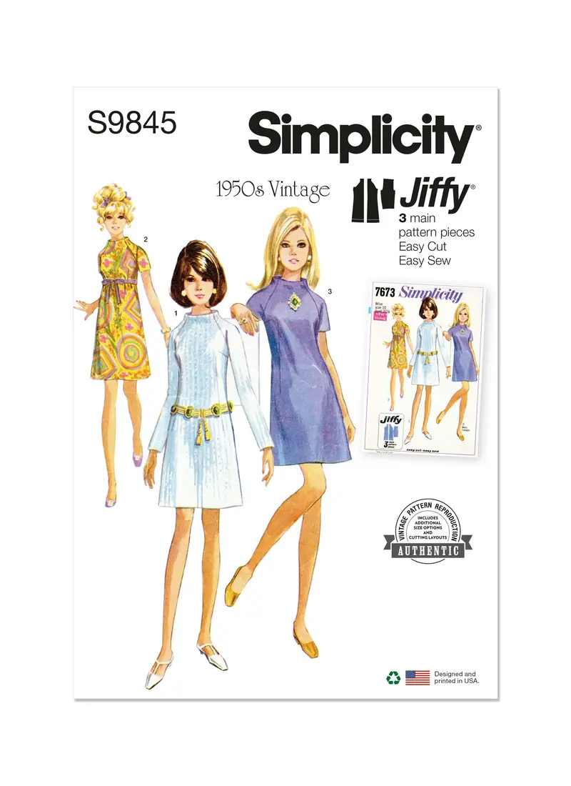 Simplicity Sewing Pattern 9845 Misses' Dress In Two Lengths 1