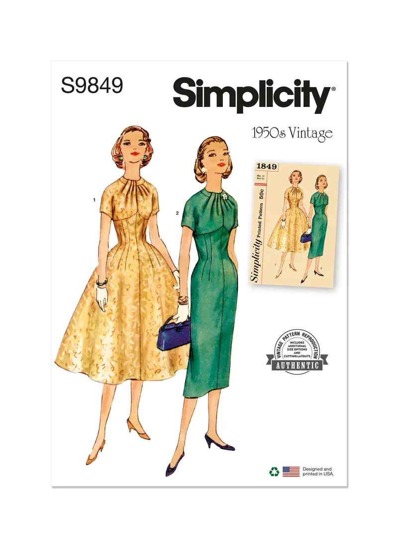 Simplicity Sewing Pattern 9849 Misses' Dress With Skirt Variations 1