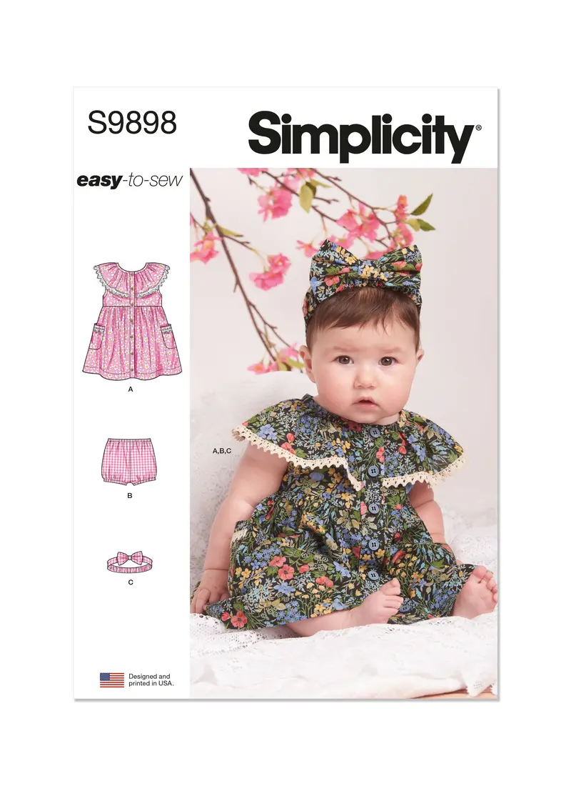 Simplicity Sewing Pattern 9898 Babies' Dress, Panty And Headband 2