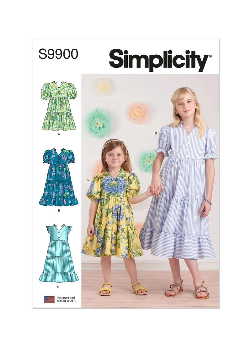 Simplicity Sewing Pattern 9900 Girls' Dress With Sleeve And Length Variations 2