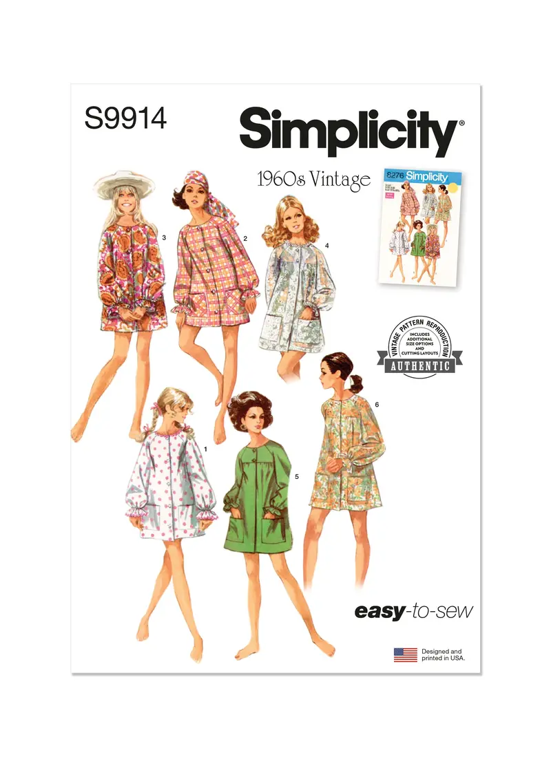 Simplicity Sewing Pattern 9914 For 1960'S Beach Cover-Up And Robe 2