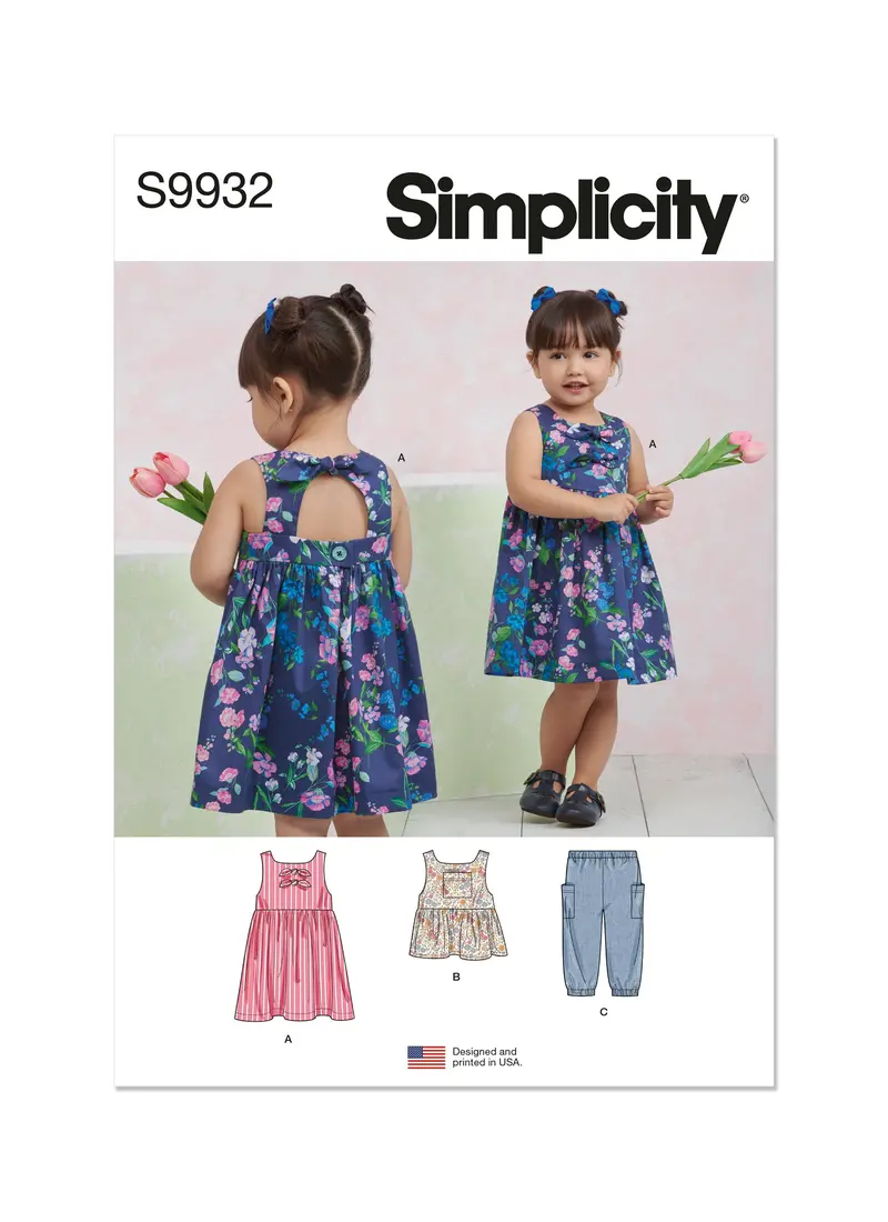 Simplicity Sewing Pattern 9932 Toddlers' Dress, Top And Pants 2