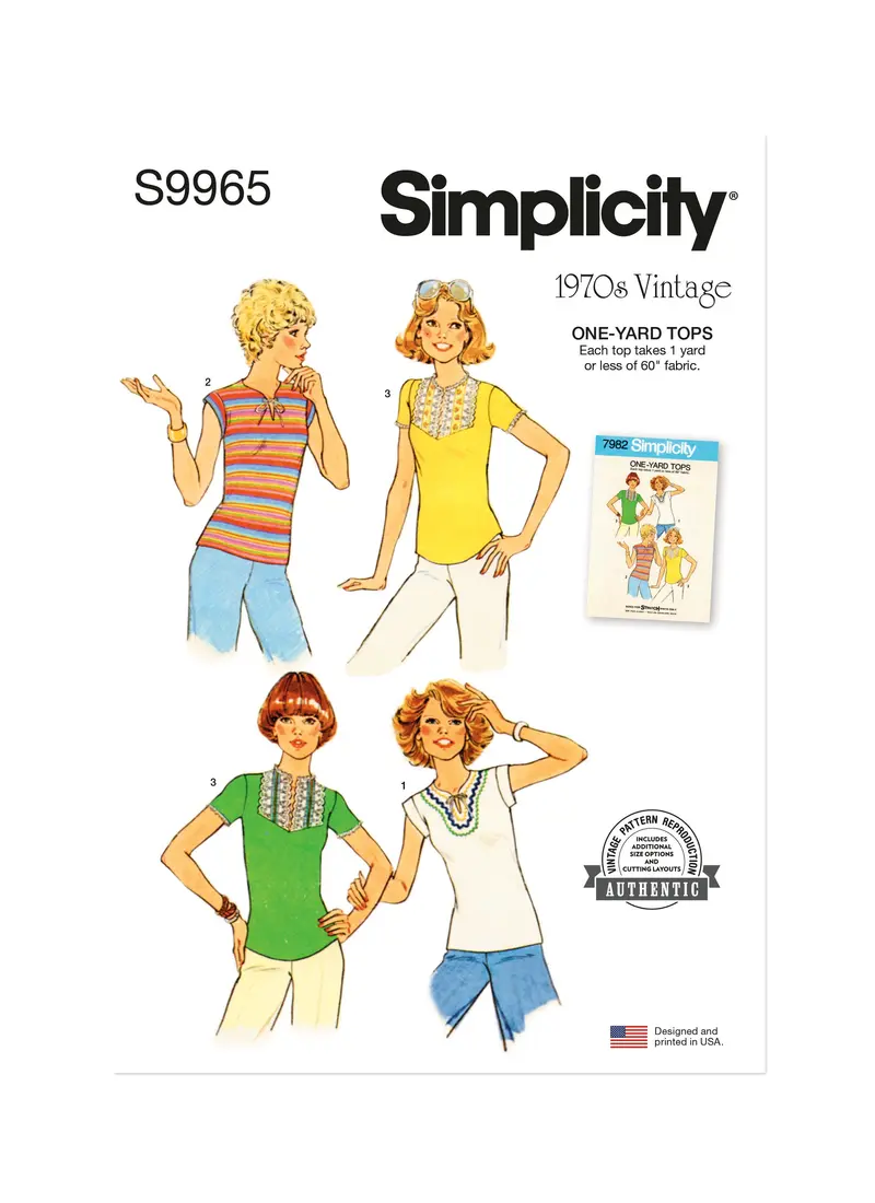 Simplicity Sewing Pattern 9965 Vintage 1970'S Knit Tops 1