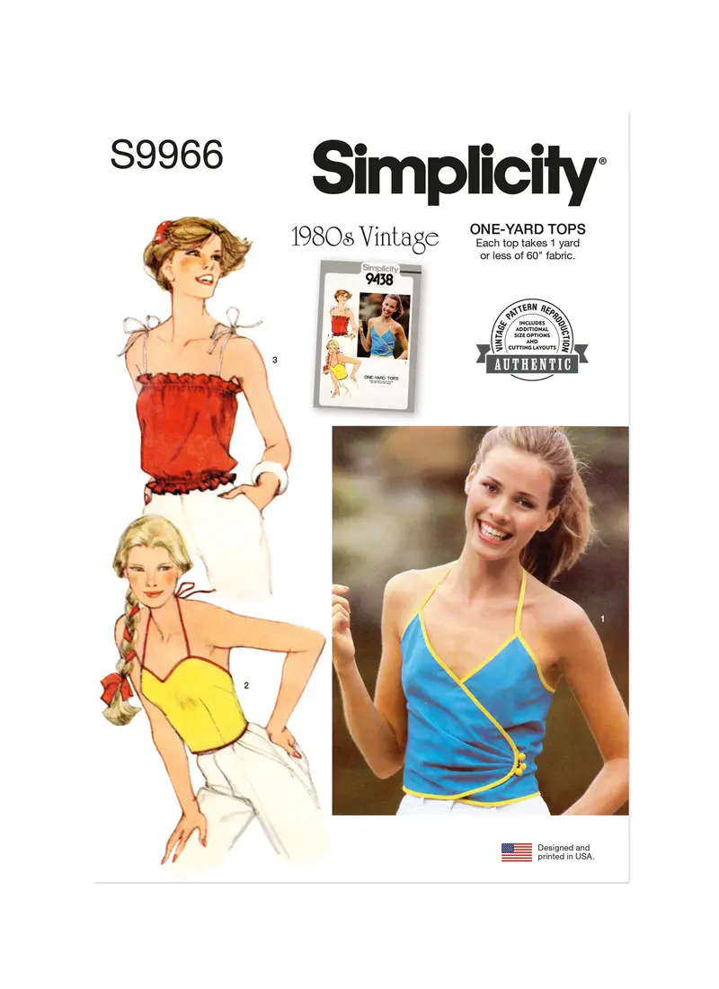 Simplicity Sewing Pattern 9966 Vintage 1980'S Tops 2