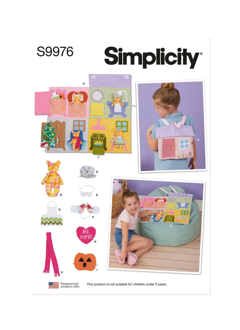 Simplicity Sewing Pattern 9976 Doll House Backpack With Bear 1