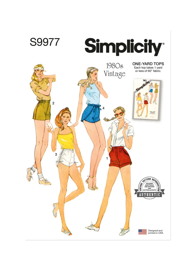 Simplicity Sewing Pattern 9977 Vintage 1980'S Shorts 1