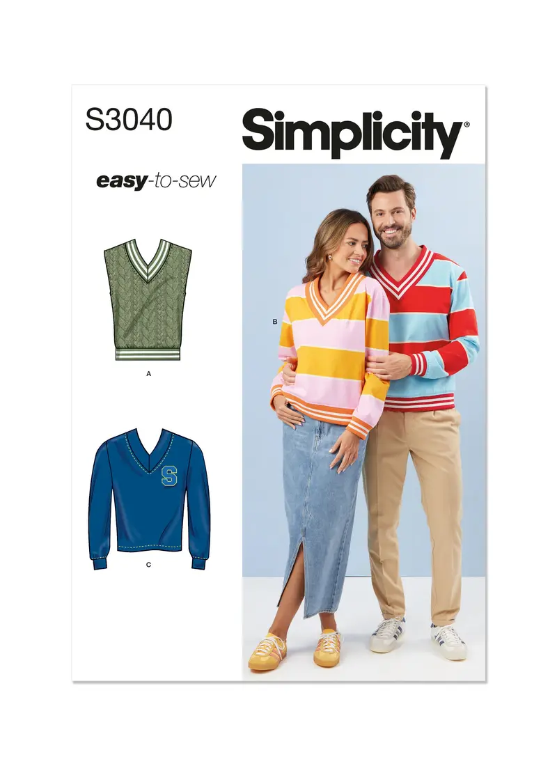Simplicity Sewing Pattern S3040 Unisex Tank Tops And Tops 2