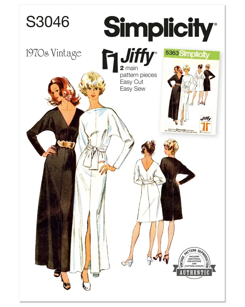 Simplicity Sewing Pattern S3046 Vintage Simplicity 1970'S Jiffy Knit Dress 1