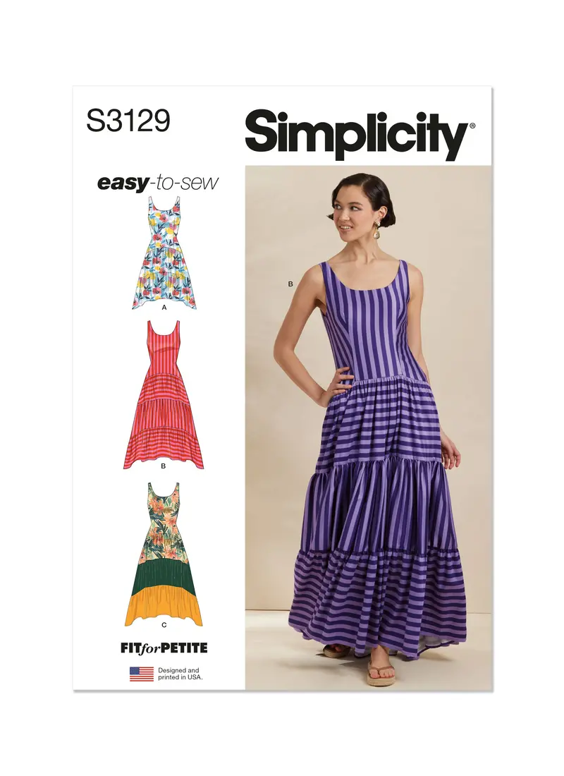 Simplicity Sewing Pattern S3129 Fitted Tank Dresses With Petite Lines 2