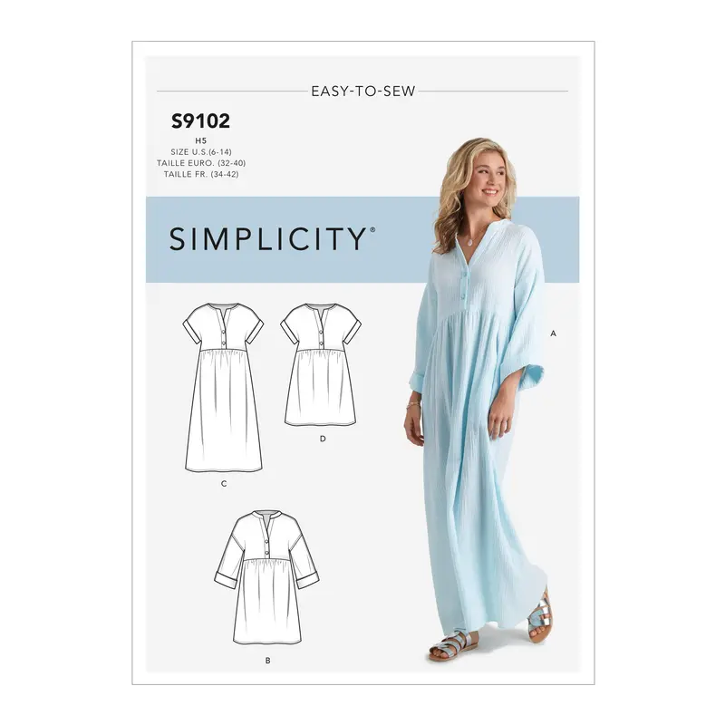 Simplicity Sewing Pattern S9102 Caftan And Dresses 2