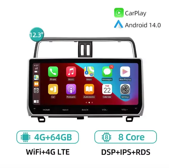 Toyota Land Cruiser Prado 150 2018-2022 Carplay,Android 14 2