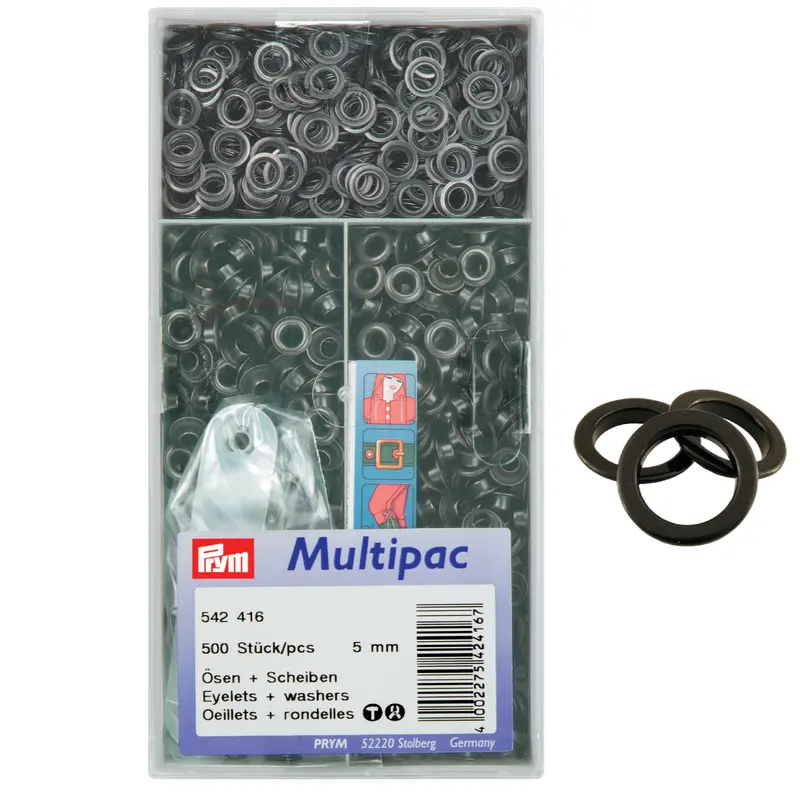 Value Pack Of 500 Prym Metal Eyelets, Black 5Mm Size 1