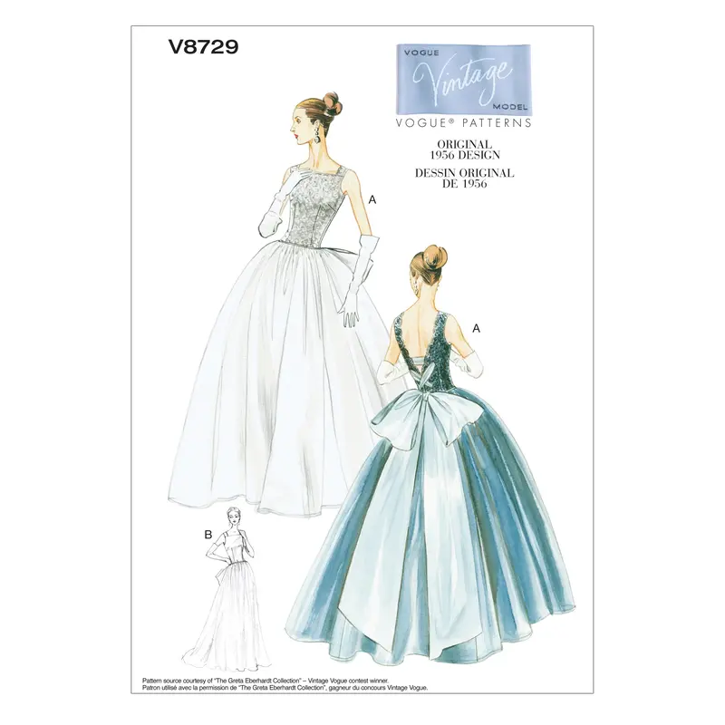Vogue Pattern 8729 Vintage 1950'S Wedding Dress And Underskirt 2