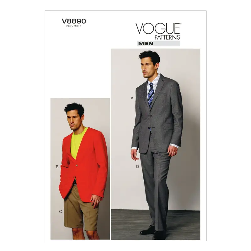 Vogue Pattern 8890 Men's Jacket, Shorts And Trousers 2