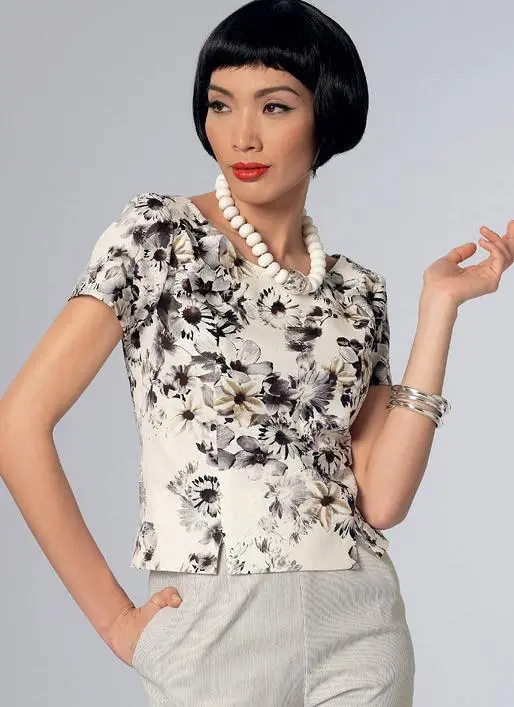 Vogue Pattern 9187 Jewel Or Scoop-Neck, Princess-Seam Tops 1