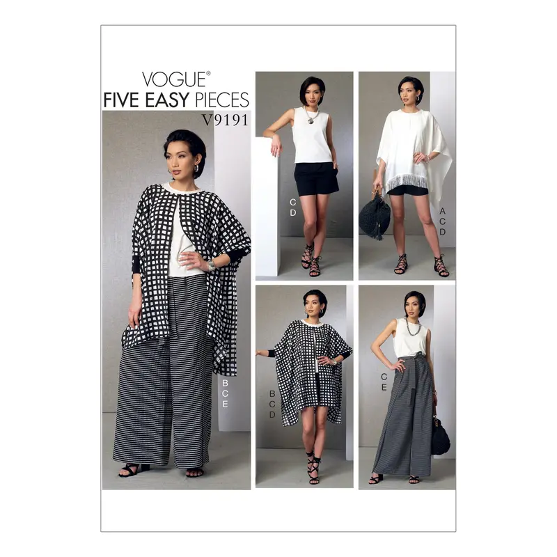 Vogue Pattern 9191 Ponchos, Back-Pleat Top, Shorts And Wrap Pants 1