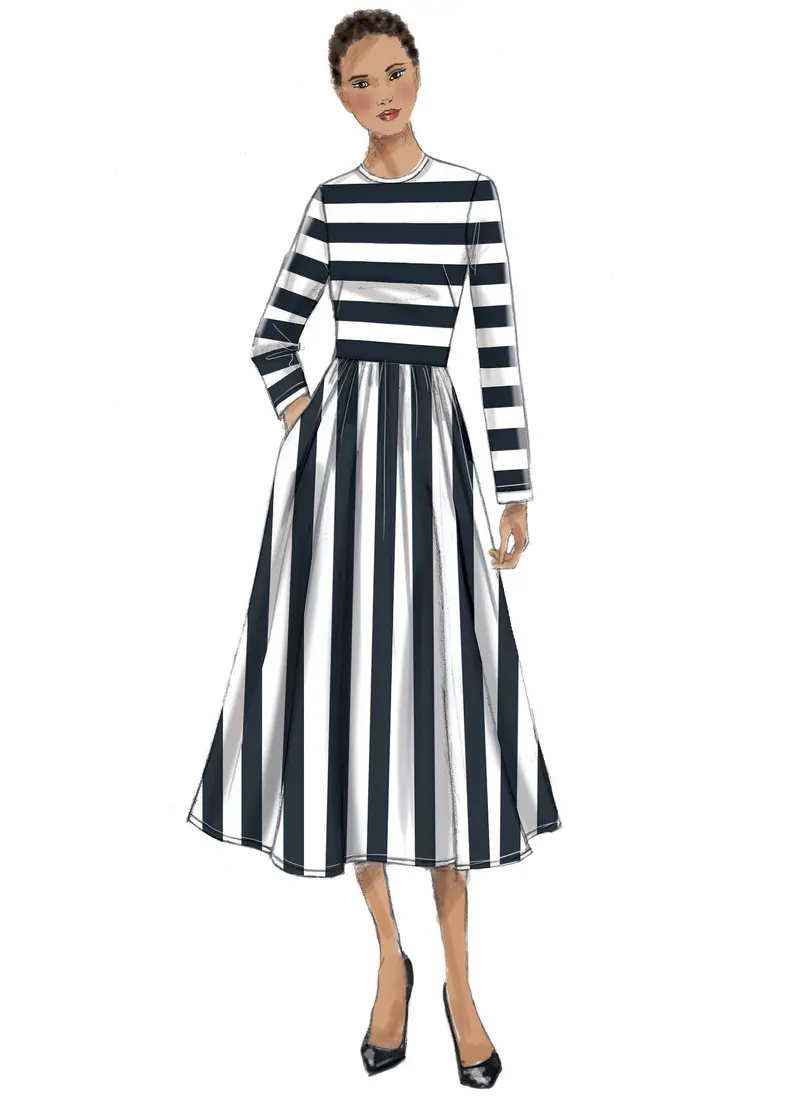 Vogue Pattern 9197 Jewel-Neck, Gathered Skirt-Dresses 1