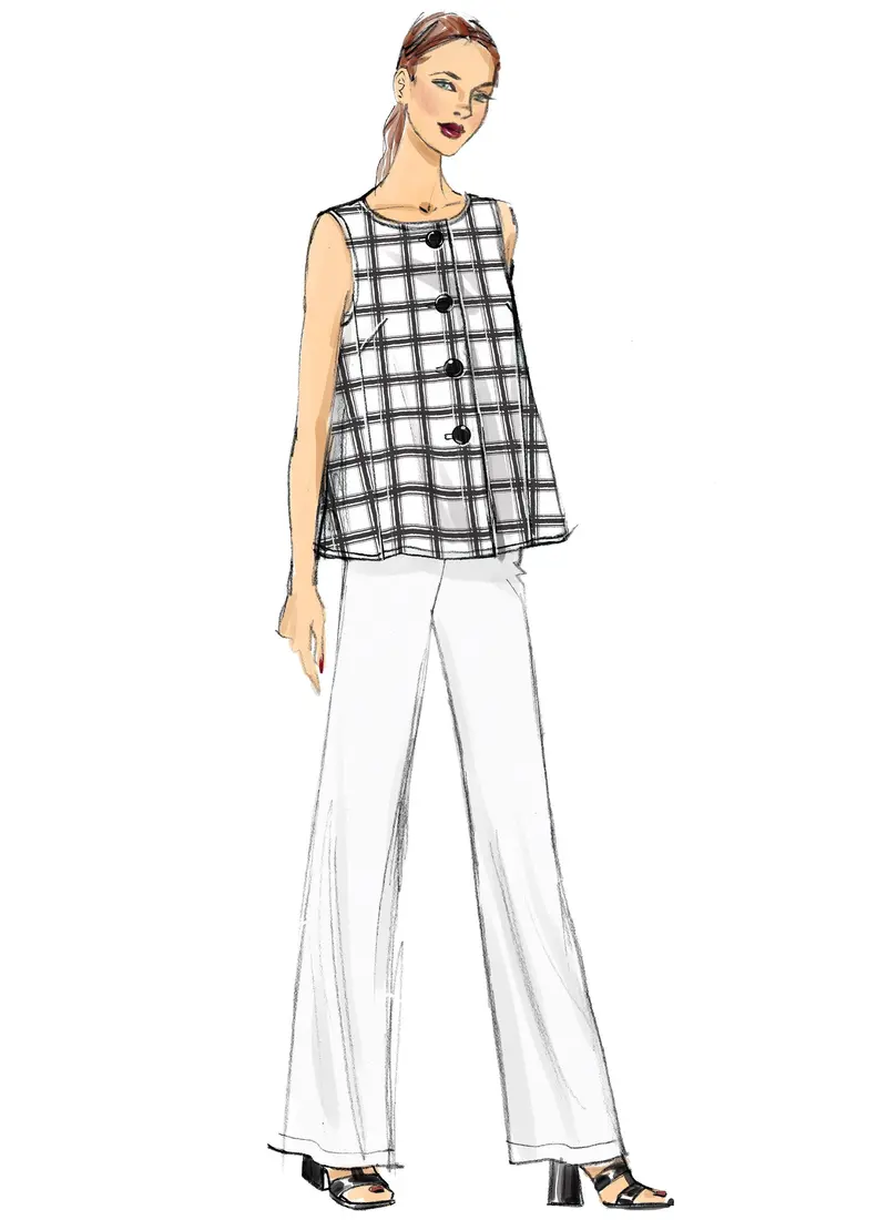 Vogue Pattern 9258 Misses' Sleeveless Tops With Pull-On Pants 1