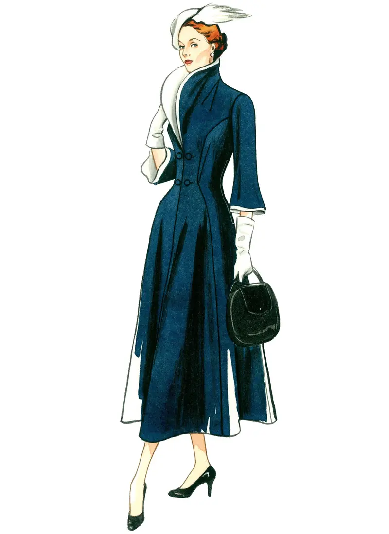 Vogue Sewing Pattern 1738 40'S Vintage Wide-Collar, Fit-And-Flare Dress 1