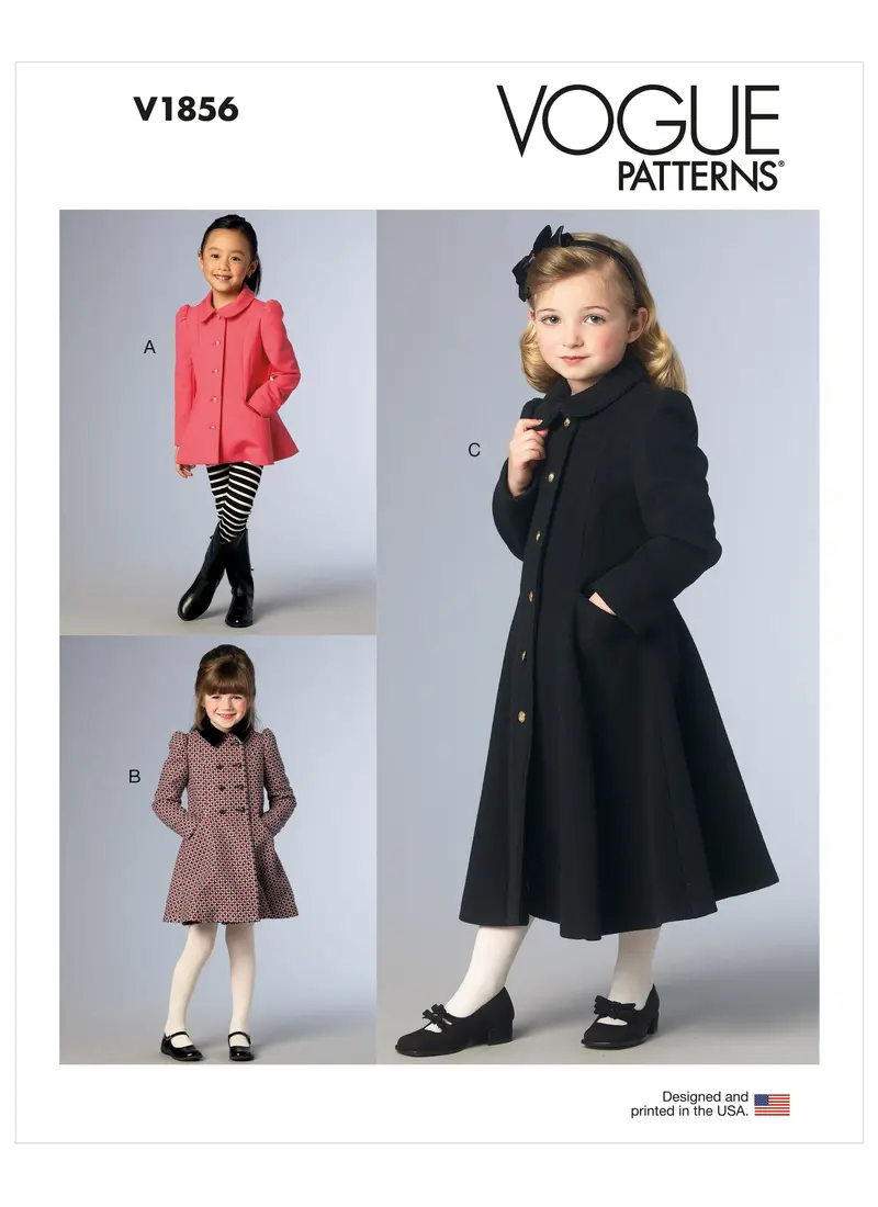 Vogue Sewing Pattern 1856 Girls Jacket And Coat 2
