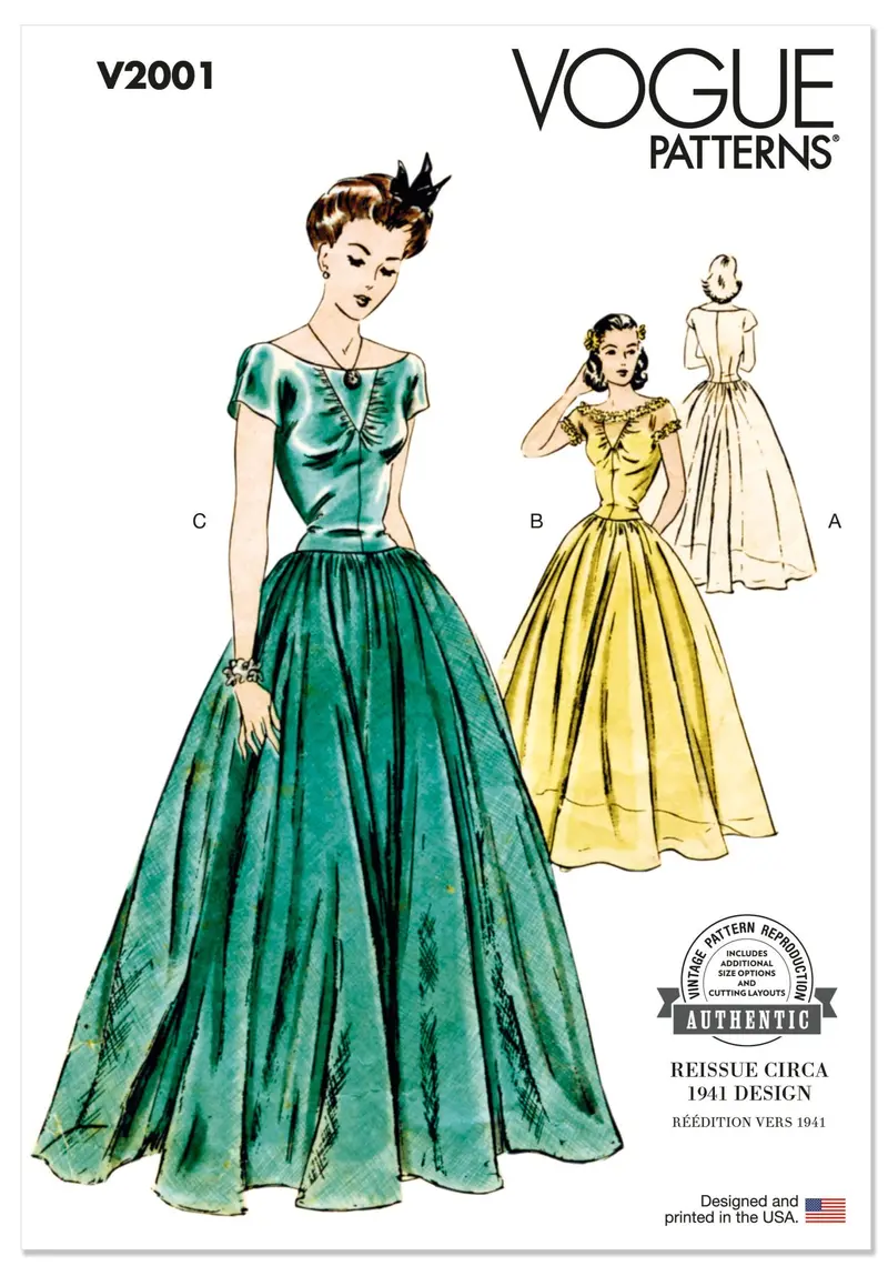 Vogue Sewing Pattern 2001 Vintage 1940'S Dress 1