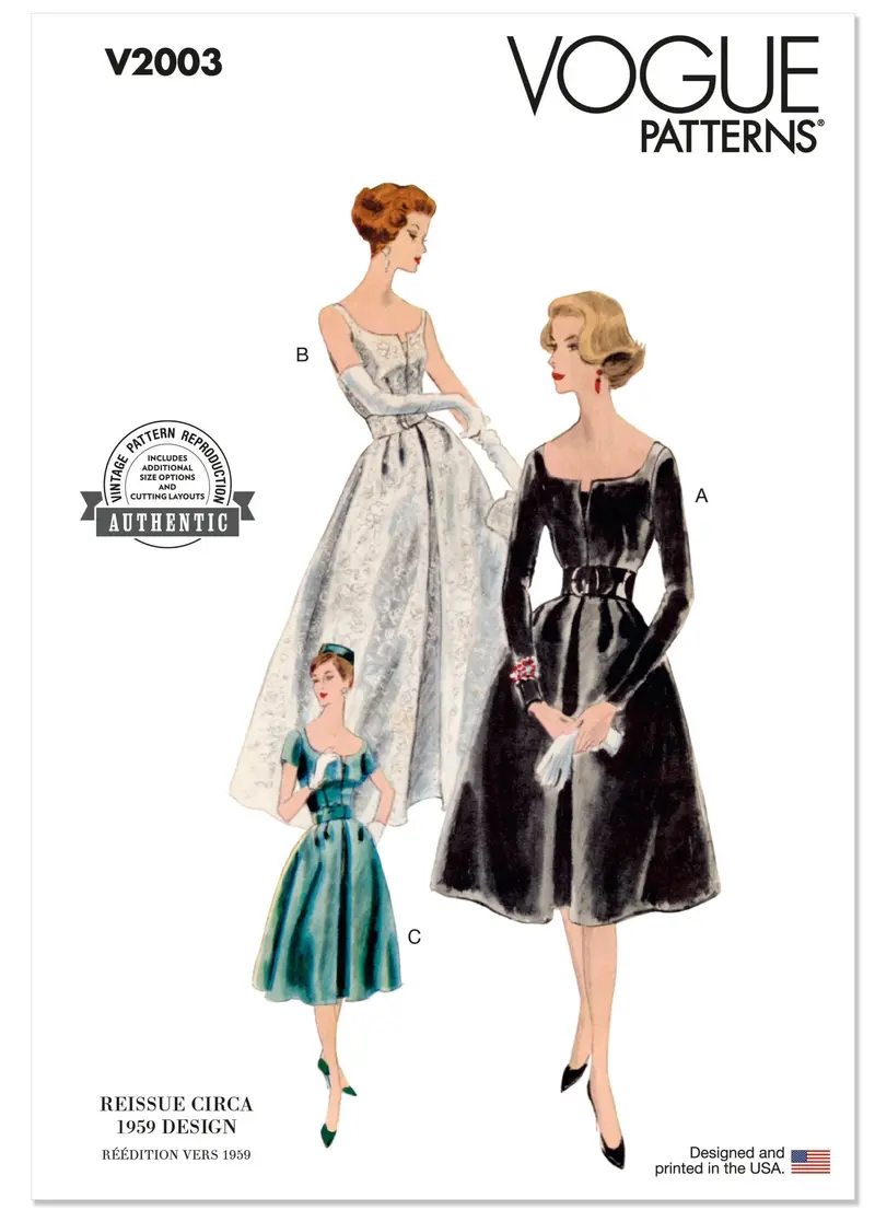 Vogue Sewing Pattern 2003 Vintage 1950'S Dress And Petticoat 1