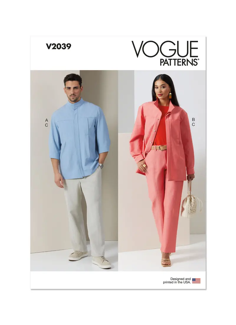 Vogue Sewing Pattern 2039 Unisex Shirt And Pants 2