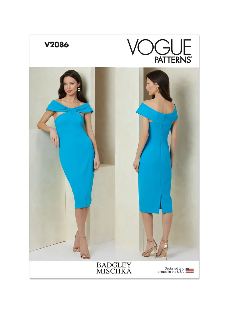 Vogue Sewing Pattern 2086 Off-The Shoulder Sheath Dress By Badgley Mischka 2