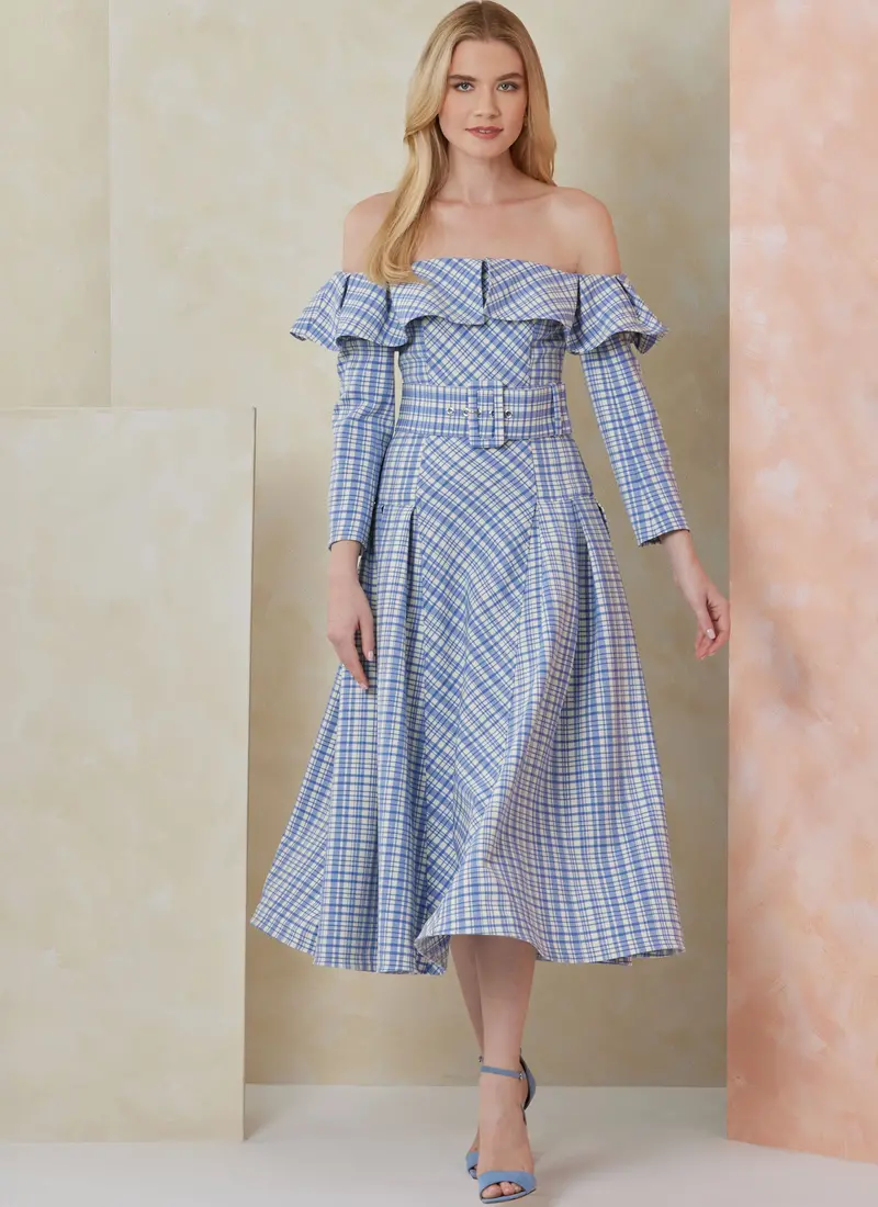 Vogue Sewing Pattern 2104 Off-The-Shoulder Midi Dress 1