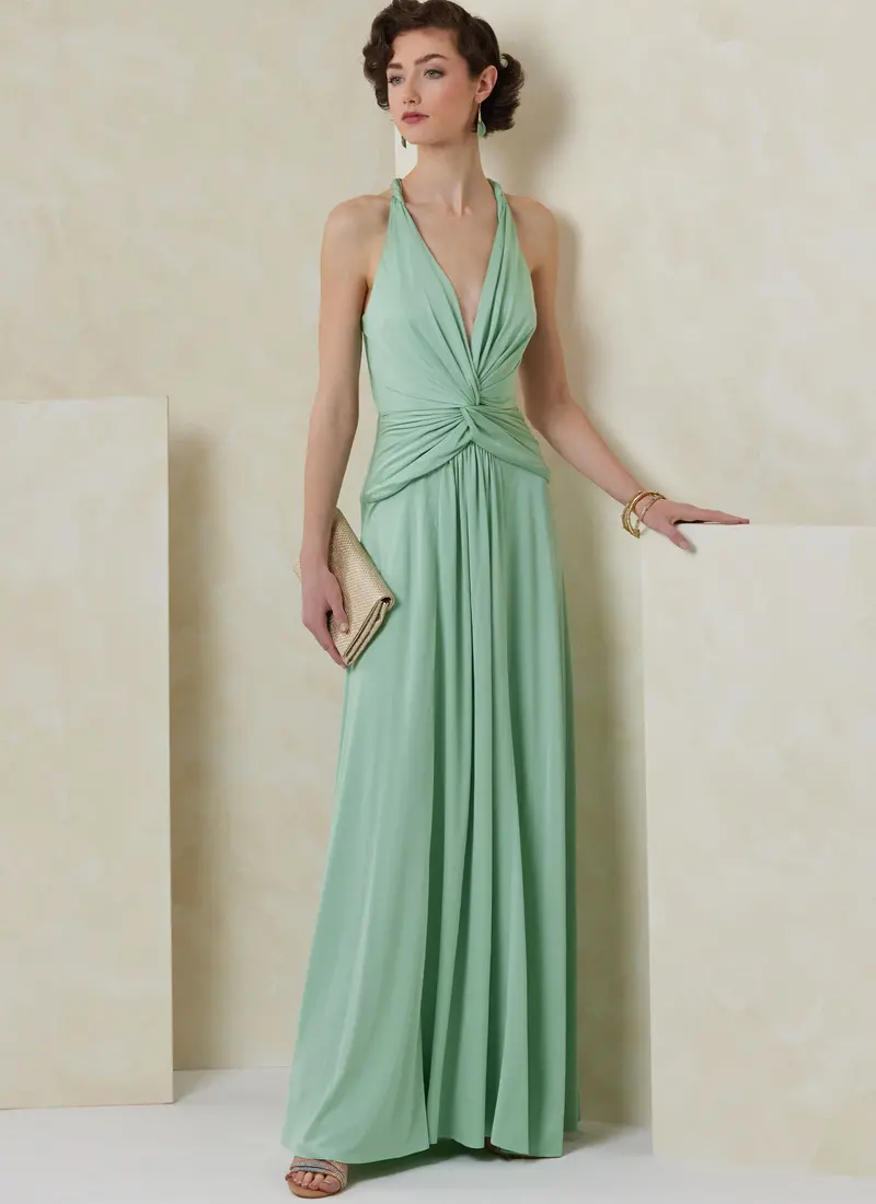 Vogue Sewing Pattern 2110 Draped Halter Style Gown 1