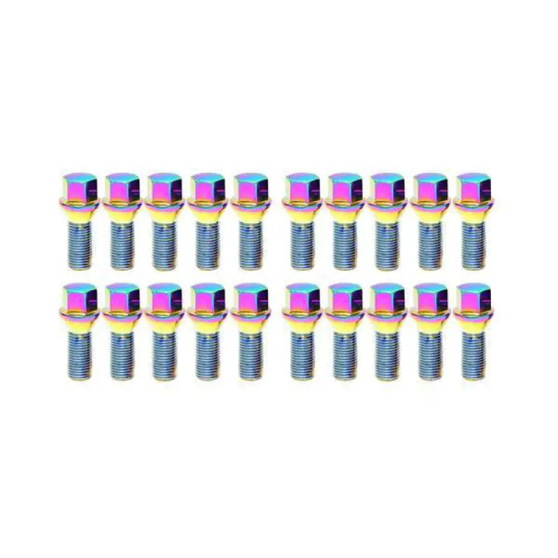 Wheel Mate Mevius Lug Bolt Set Of 20 - Neon Chrome 14X1.25 27Mm Cone 60 Deg Tap 1