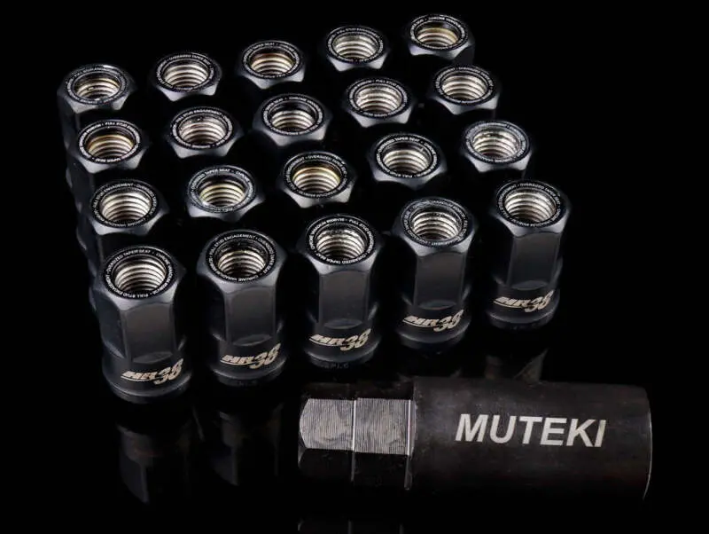 Wheel Mate Muteki Hr38 Open End Lug Nuts 12X1.50 Black / Black Ring 1