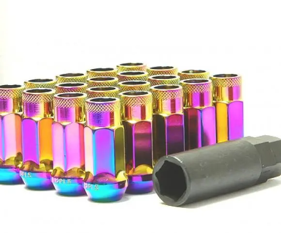 Wheel Mate Muteki Sr48 Open End Locking Lug Nut Set Of 4 - Neon 12X1.50 48Mm 1