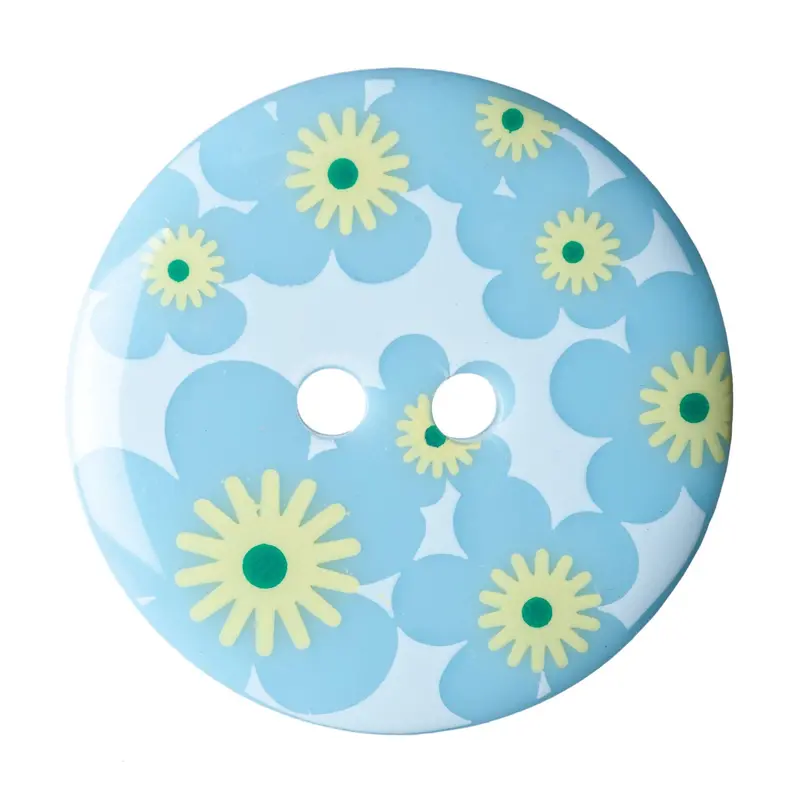 White And Blue Floral Pattern Buttons 22.5Mm Size 1