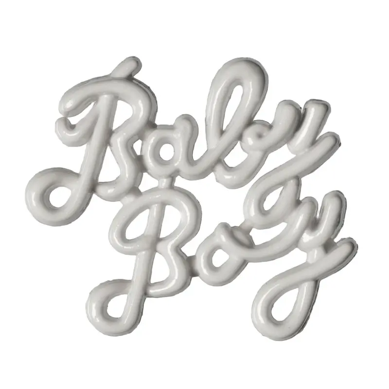White Novelty Baby Boy Wording Buttons 1