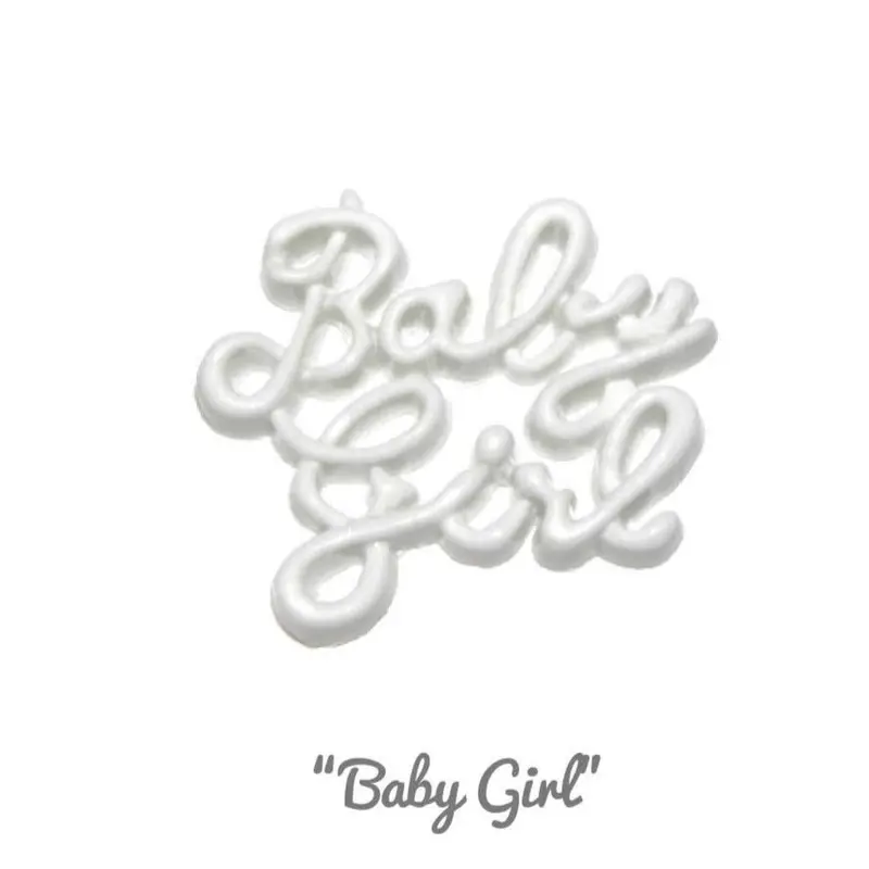 White Novelty Baby Girl Wording Buttons 1