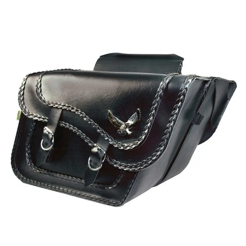 Willie & Max Universal Black Magic Large Slant Saddlebags (16 In L X 11 In W X 6.5 In H) - Black 1