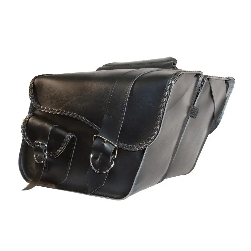 Willie & Max Universal Ranger Braided Large Slant Saddlebags (16 In L X 11 In W X 6.5 In H) - Black 1