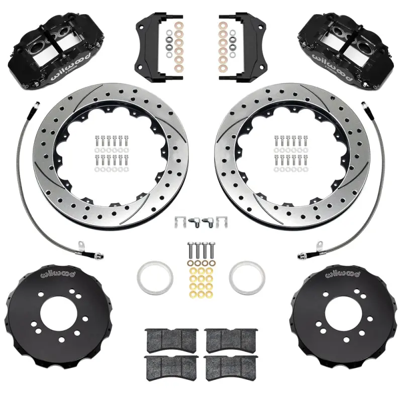 Wilwood 95-98 Nissan Skyline Superlite 6R Front Bbk W/ 12.88In D/S Rotors & Flexlines - Black 1