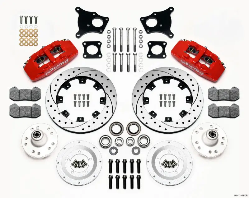 Wilwood Dynapro 6 Front Hub Kit 12.19In Drilled Red Amc 71-76 Oe Disc W/O Bendix Brakes 1