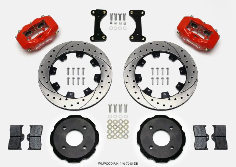 Wilwood Forged Dynalite Front Hat Kit 12.19In Drilled Red 2002 Mitsubishi Lancer 1