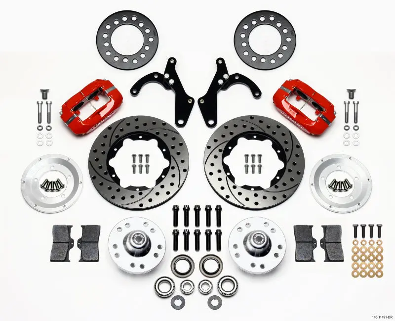 Wilwood Forged Dynalite Front Kit 11.00In Drill-Red 55-57 Chevy 1
