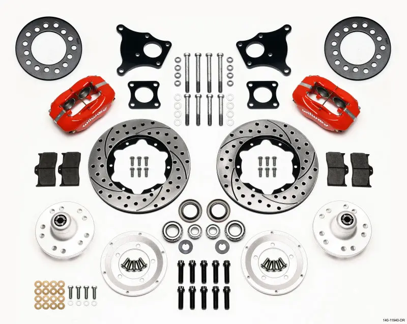 Wilwood Forged Dynalite Front Kit 11.00In Drill-Red Amc 71-76 Oe Disc W/O Bendix Brakes 1