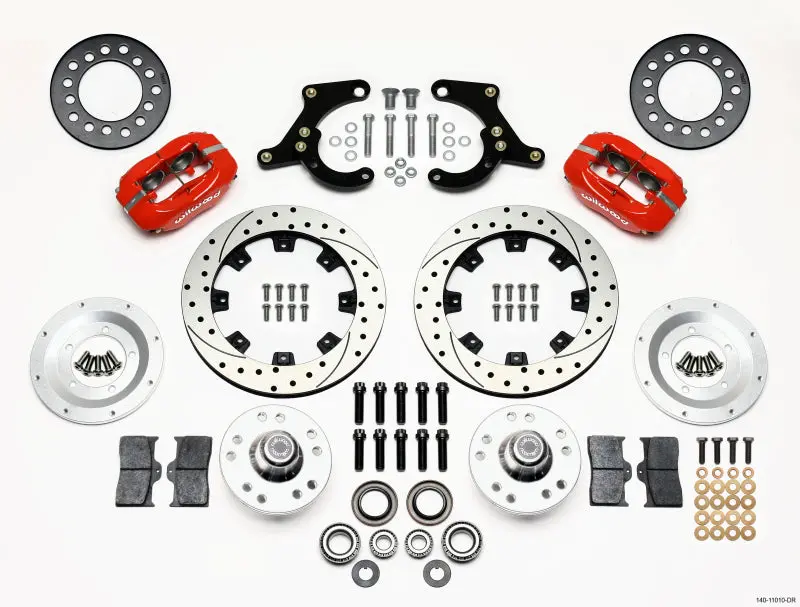 Wilwood Forged Dynalite Front Kit 11.75In Drilled Red 55-57 Chevy 1
